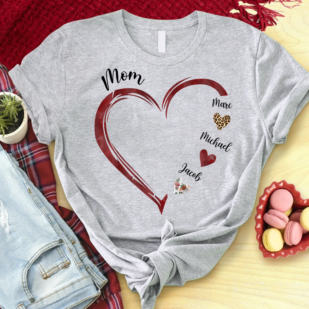 Mom And Kids Hearts Custom Name CTH01