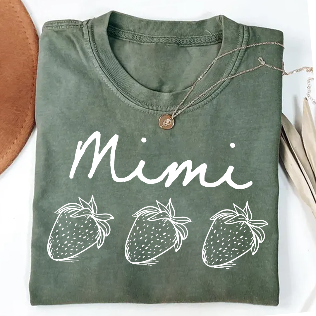 Comfort Colors® Personalized Mimi Strawberry Shirt, Custom Grandma Name Shirt with Kids Names, Cute Strawberry Family T-Shirt