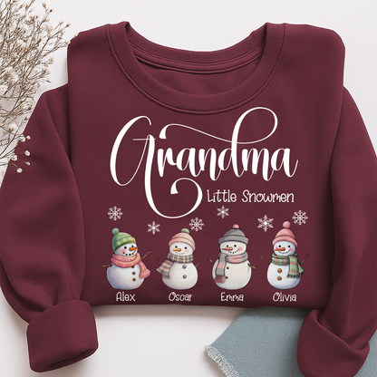 Grandma Little Snowmen And Grandkids Merry Christmas Sweatshirt