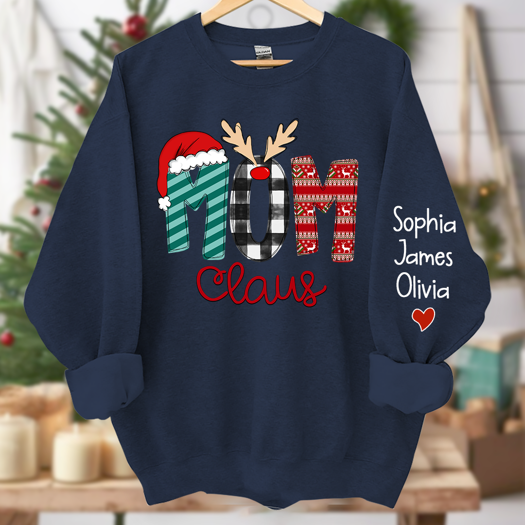 Merry Christmas  Mom Claus Sweatshirt, Custom Mom , Mama and Kids Sweatshirt