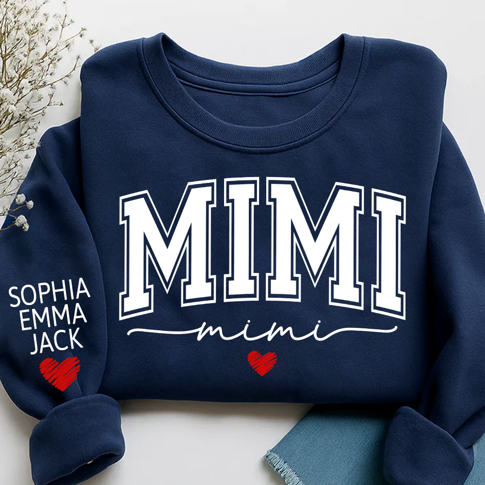 Personalized Mimi Sweatshirt with Grandkids’ Names, Gift for Grandma Birthday Christmas Sweatshirt
