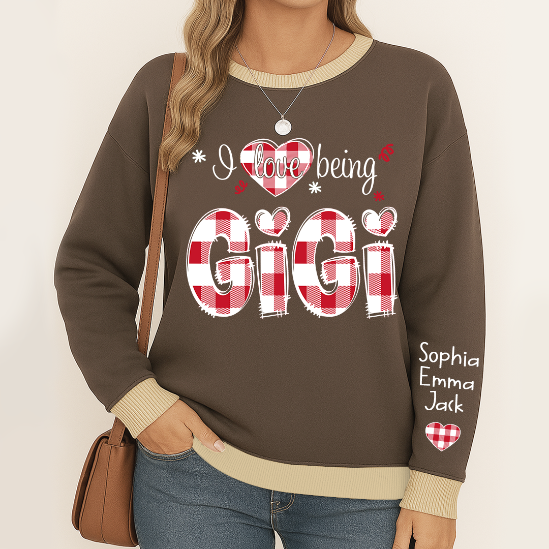 Custom 'I Love Being Gigi' Christmas & Valentine Gift for Grandmothers - Personalized Names - Cozy Holiday Shirt for Gigi Sweatshirt Mix