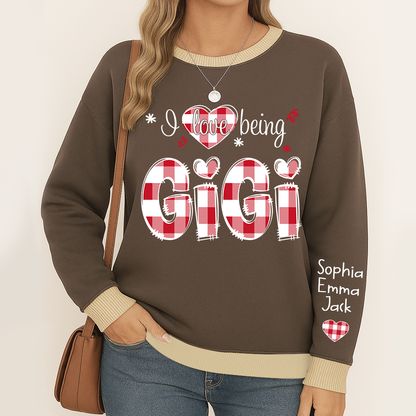 Custom 'I Love Being Gigi' Christmas & Valentine Gift for Grandmothers - Personalized Names - Cozy Holiday Shirt for Gigi Sweatshirt Mix