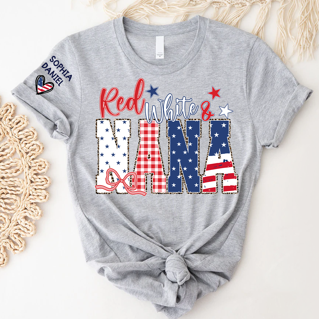 Red White and Gigi Mimi Nana Grandma, Patriotic, America 1776-2026 Freedom, Independence Day USA Gift T-Shirt