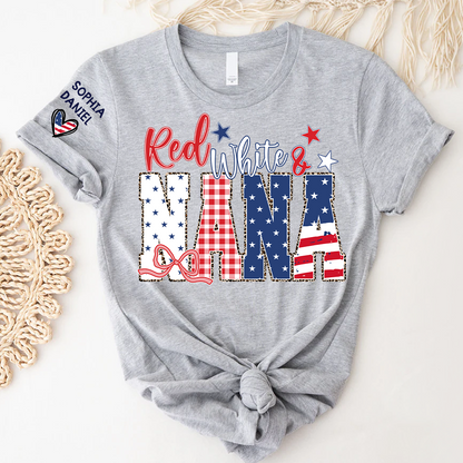 Red White and Gigi Mimi Nana Grandma, Patriotic, America 1776-2026 Freedom, Independence Day USA Gift T-Shirt