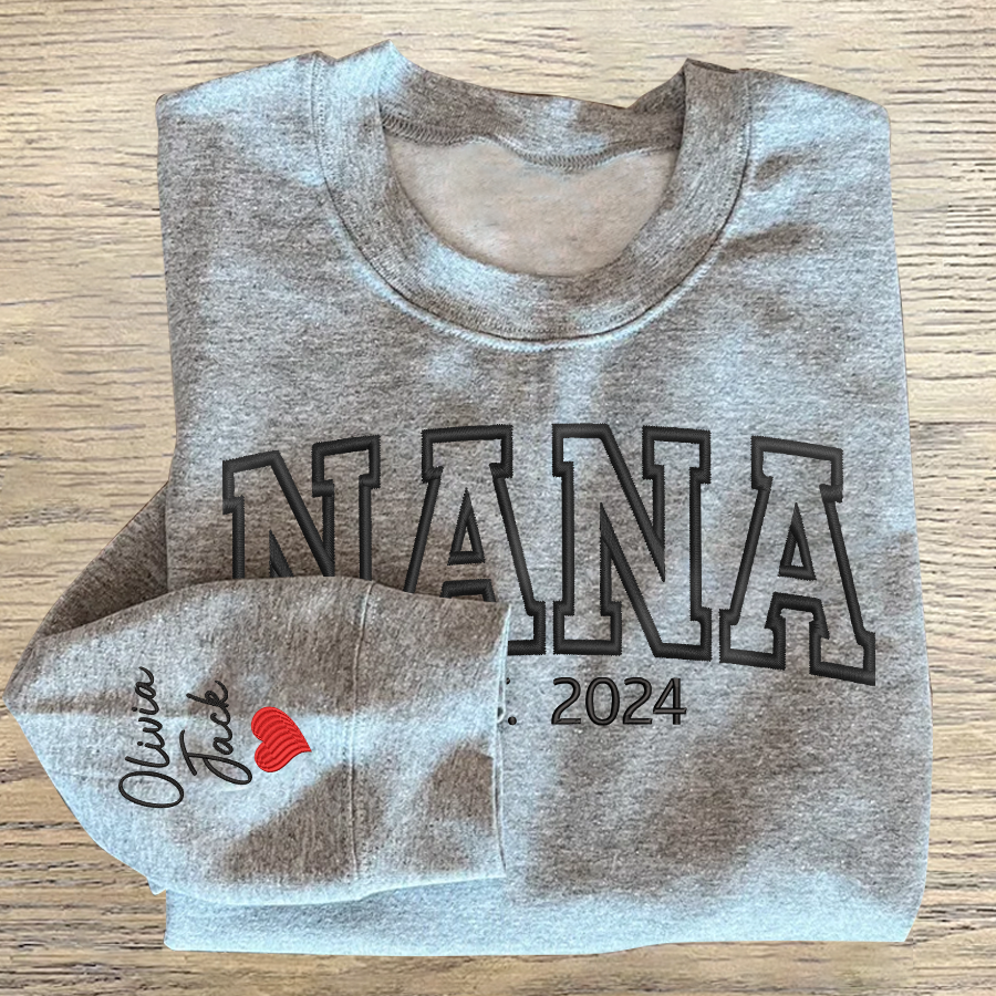 Custom Embroidered Nana Est And Grandkids 2026 Sweatshirt