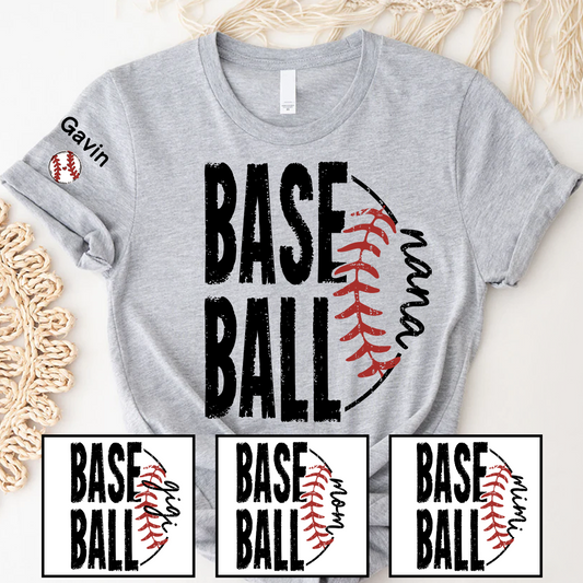 Baseball Nana, Baseball Bow Grandma Mimi Nana and Grandkids Sports T-shirt