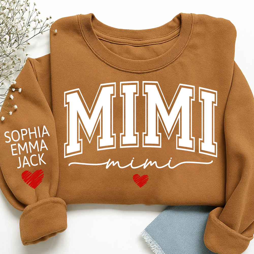 Personalized Mimi Sweatshirt with Grandkids’ Names, Gift for Grandma Birthday Christmas Sweatshirt