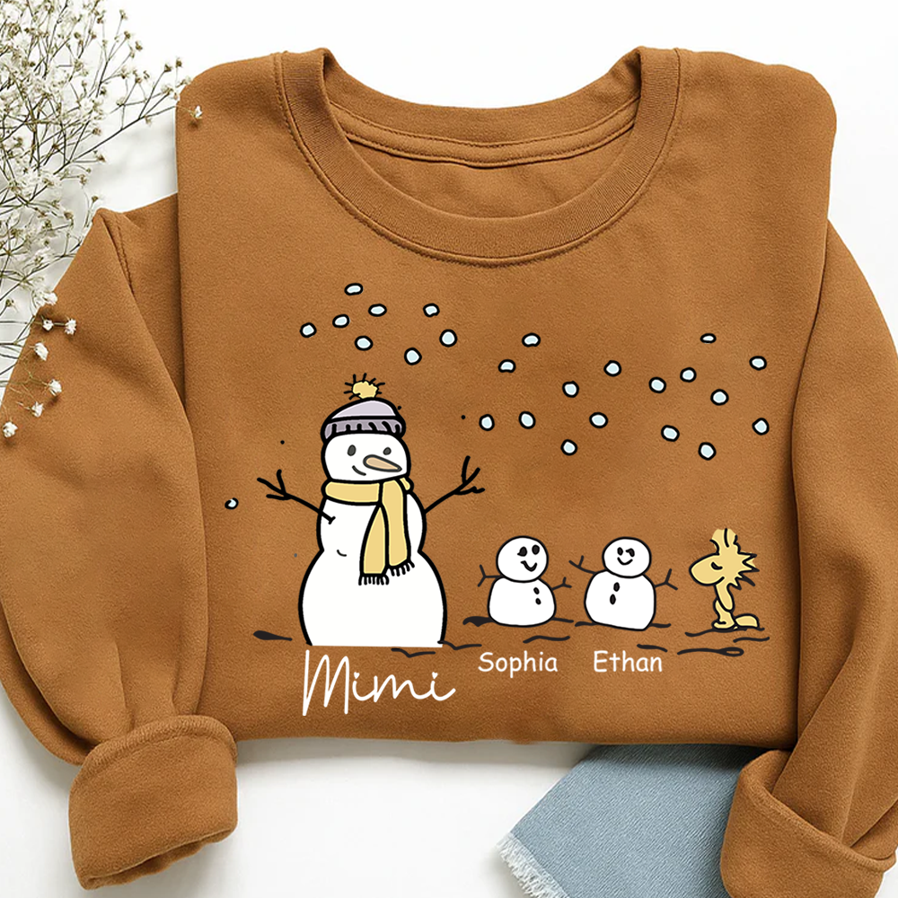 Personalized Mimi Snowman Sweatshirt with Grandkids – Christmas Gifts Sweatshirt