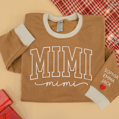 Colorful Crewneck, Custom Mimi Heart Embroidery And Grandkids Sweatshirt Mix