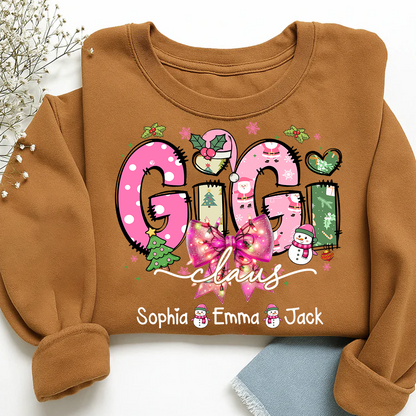 Gigi claus tree santa And Grandkids Christmas Sweatshirt