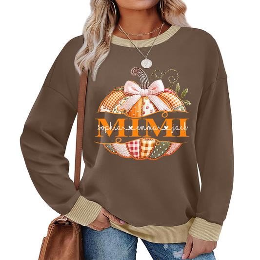 Mimi Pumpkin with Grandkids Names – Fall Gift for Grandma Sweatshirt Mix