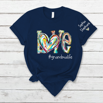 Love Grandma Life Fall Autumn Color Clipart Custom T-Shirt