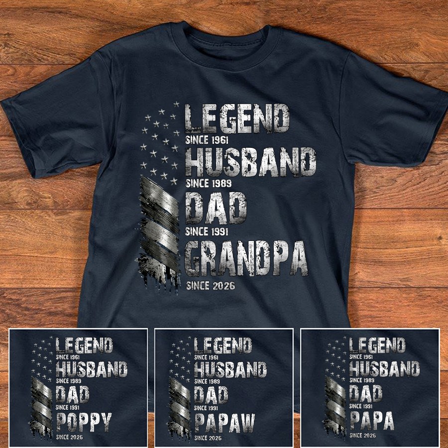 Papa Man Myth Legend Shirt, Custom Family Name Shirt, Patriotic Papa T-shirt, Personalized Father's Day Gift, Gift for Dad, Grandpa Shirt, Custom Name Tee