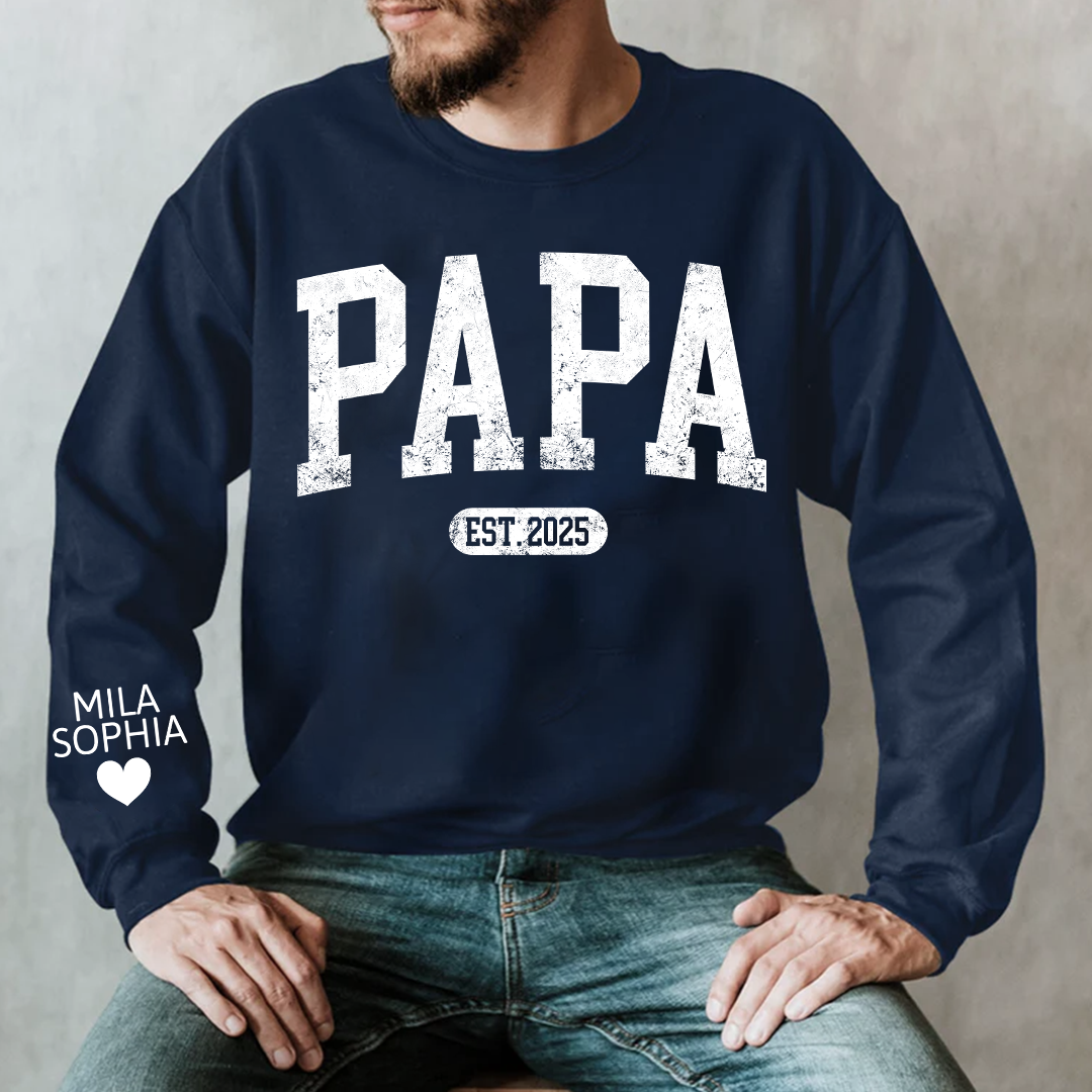 Personalized Papa Grandpa Daddy Papaw Hoodie for Men, Custom Name & Year EST. Sweatshirt, New Grandpa Gift 2026, Father’s Day Gift for Dad or Papa, Unisex Heavy Blend Pullover Hoodie
