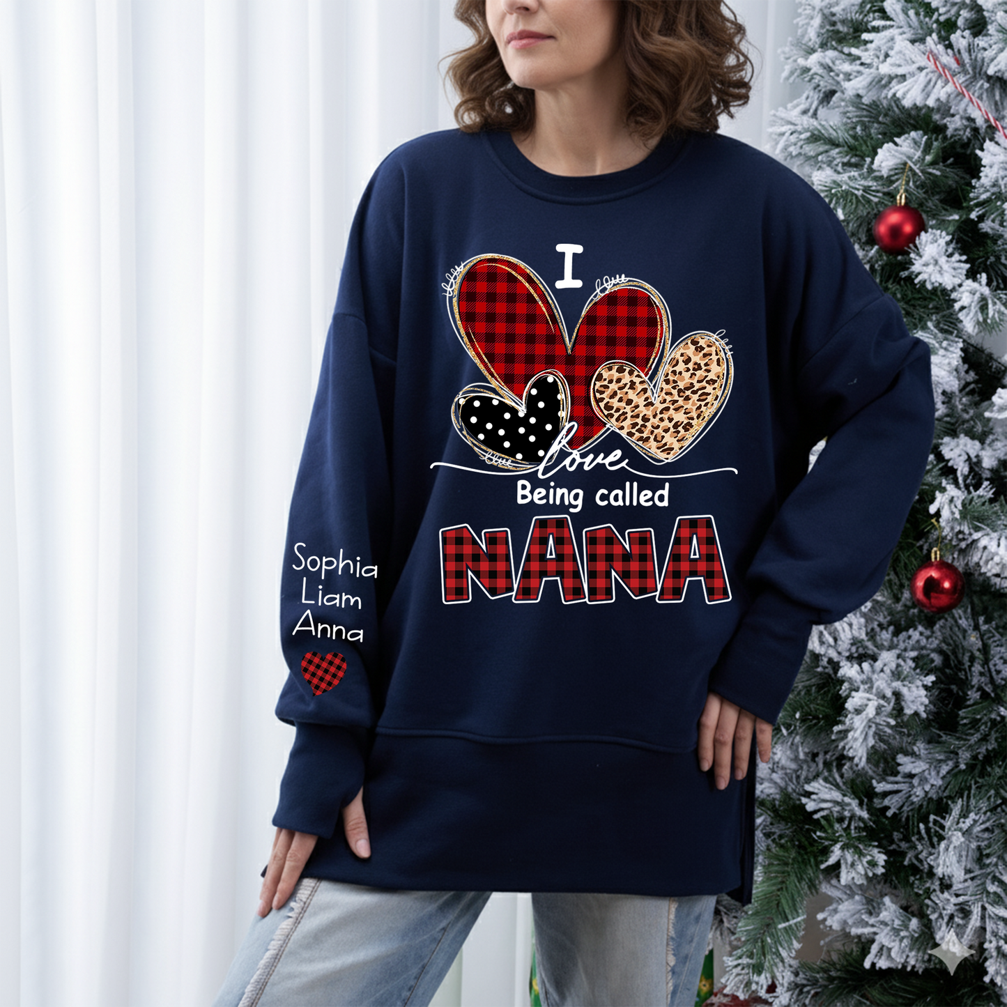 I Love Being Calling Nana Oversized Sweatshirt, Personalized Grandma Shirt with Kids Names