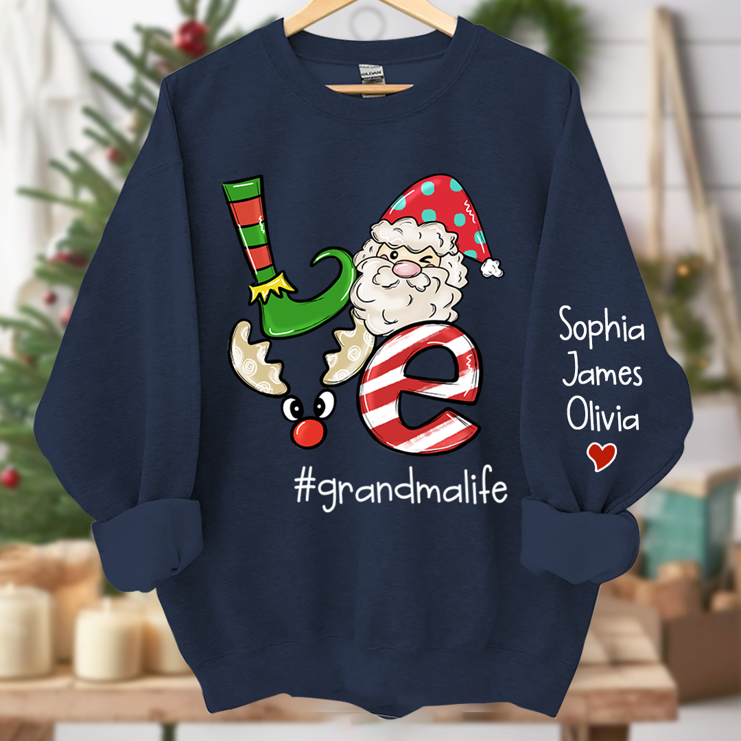 Personalized Love grandmalife Merry Christmas and Grandkids Sweatshirt