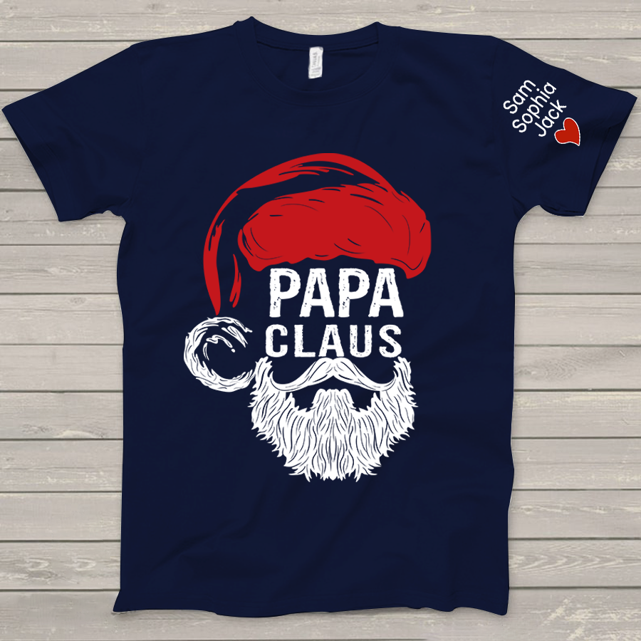 Christmas Papa Claus 2023 Gift Custom Name Kids T-Shirt
