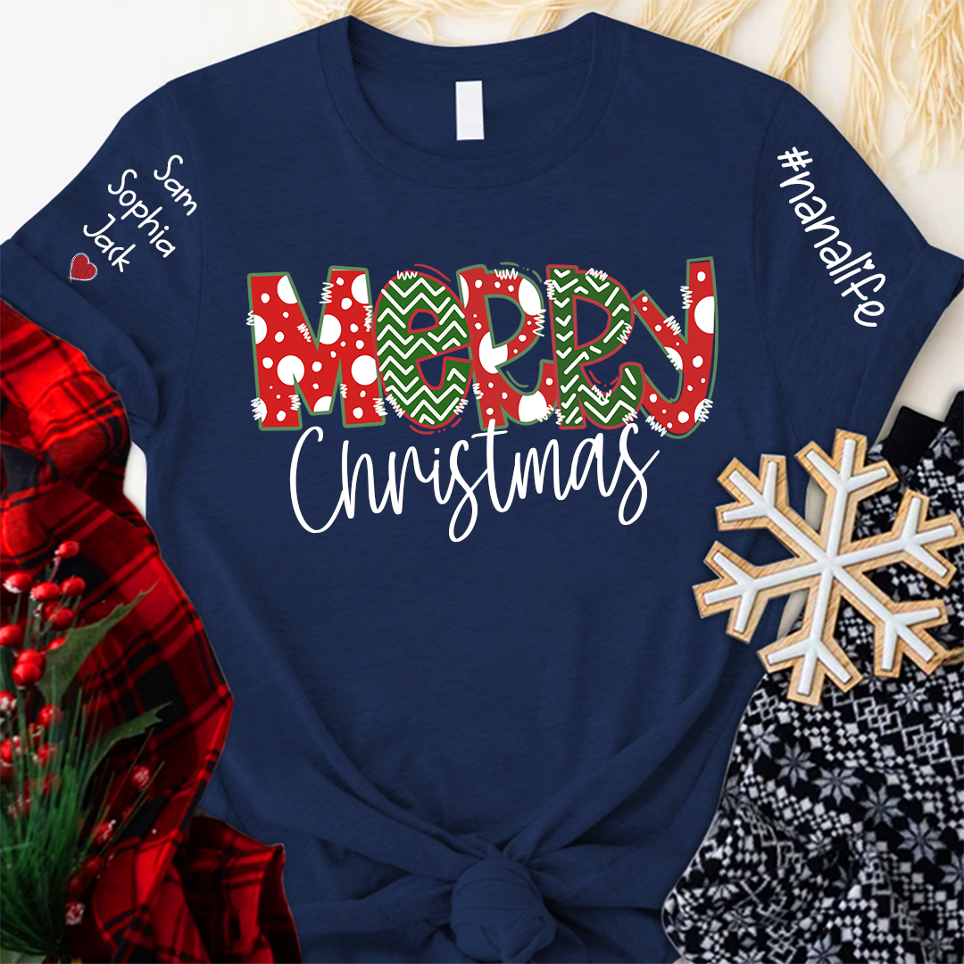 Merry Christmas Shirt, 2023 Christmas Nanalife, Custom Grandmalife Christmas T-Shirt