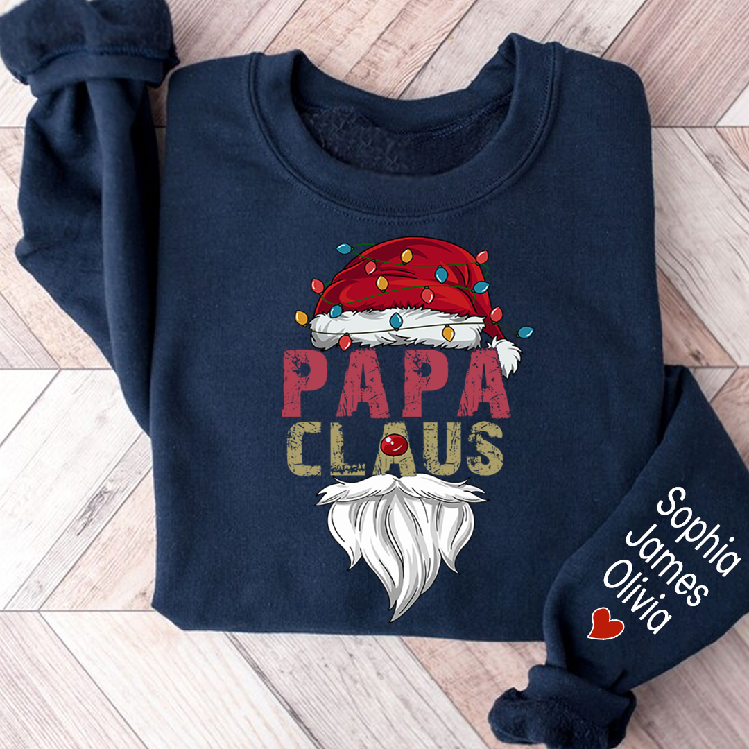Merry Christmas Papa Claus, Dad Claus 2023 And Custom Name Kids Sweatshirt
