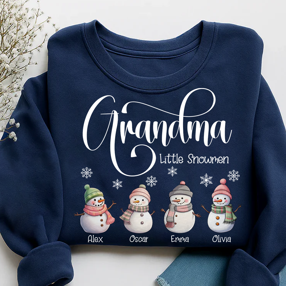 Grandma Little Snowmen And Grandkids Merry Christmas Sweatshirt
