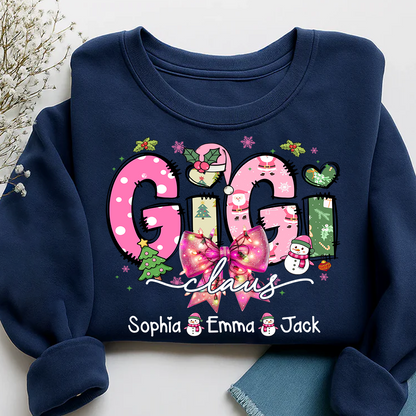 Gigi claus tree santa And Grandkids Christmas Sweatshirt