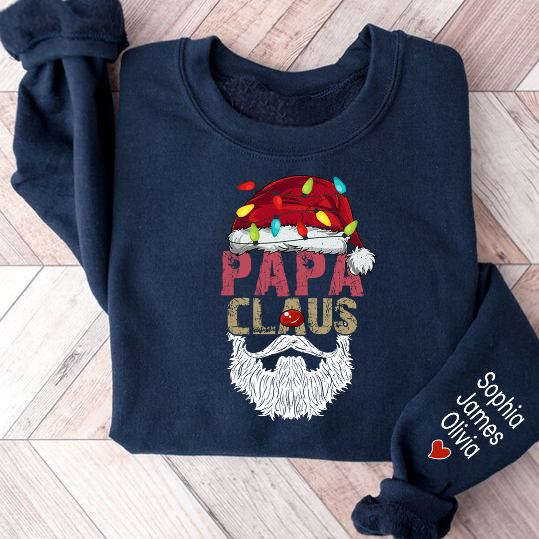 Papa Claus Christmas 2023 Gift Custom Name Kids Sweatshirt