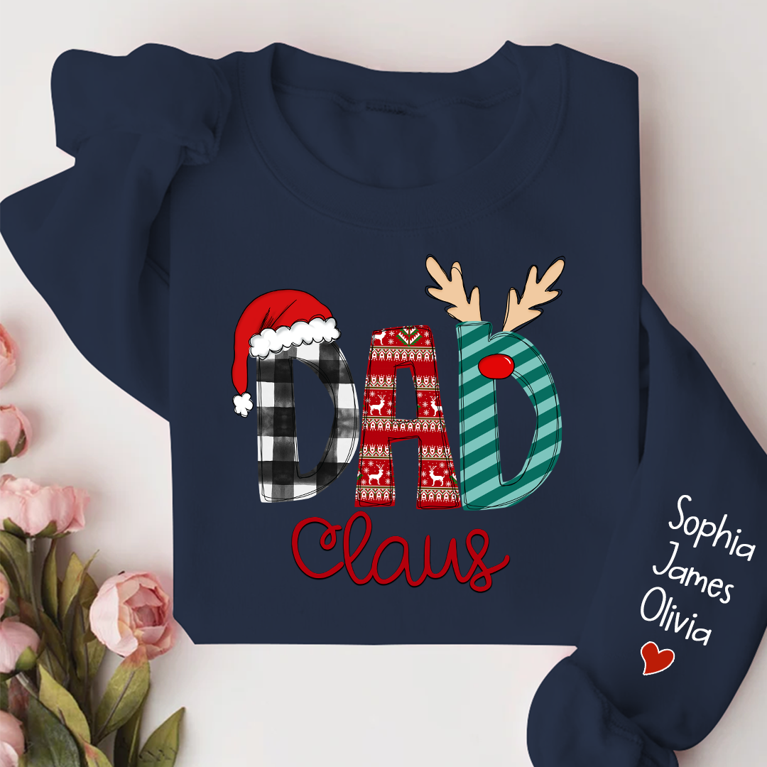 Dad Claus Merry Christmas Papa Claus Gift Custom Name Kids Sweatshirt