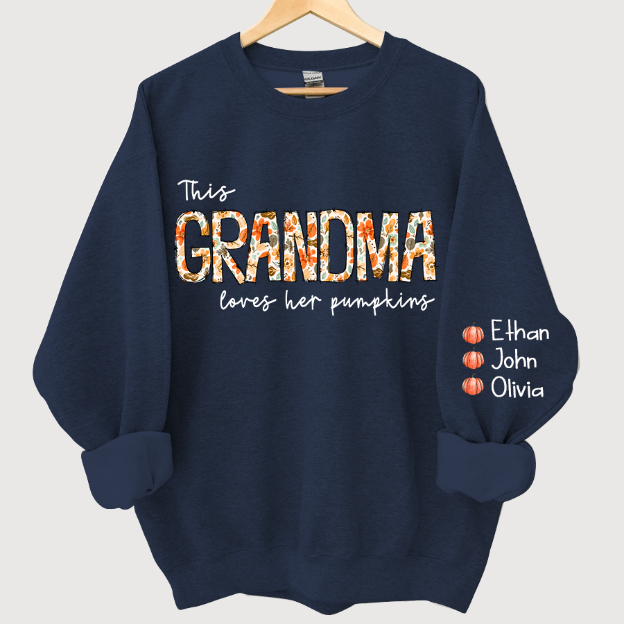 This Grandma Loves her pumpkins Autumn And Grandkids CL01 Sweatshirt