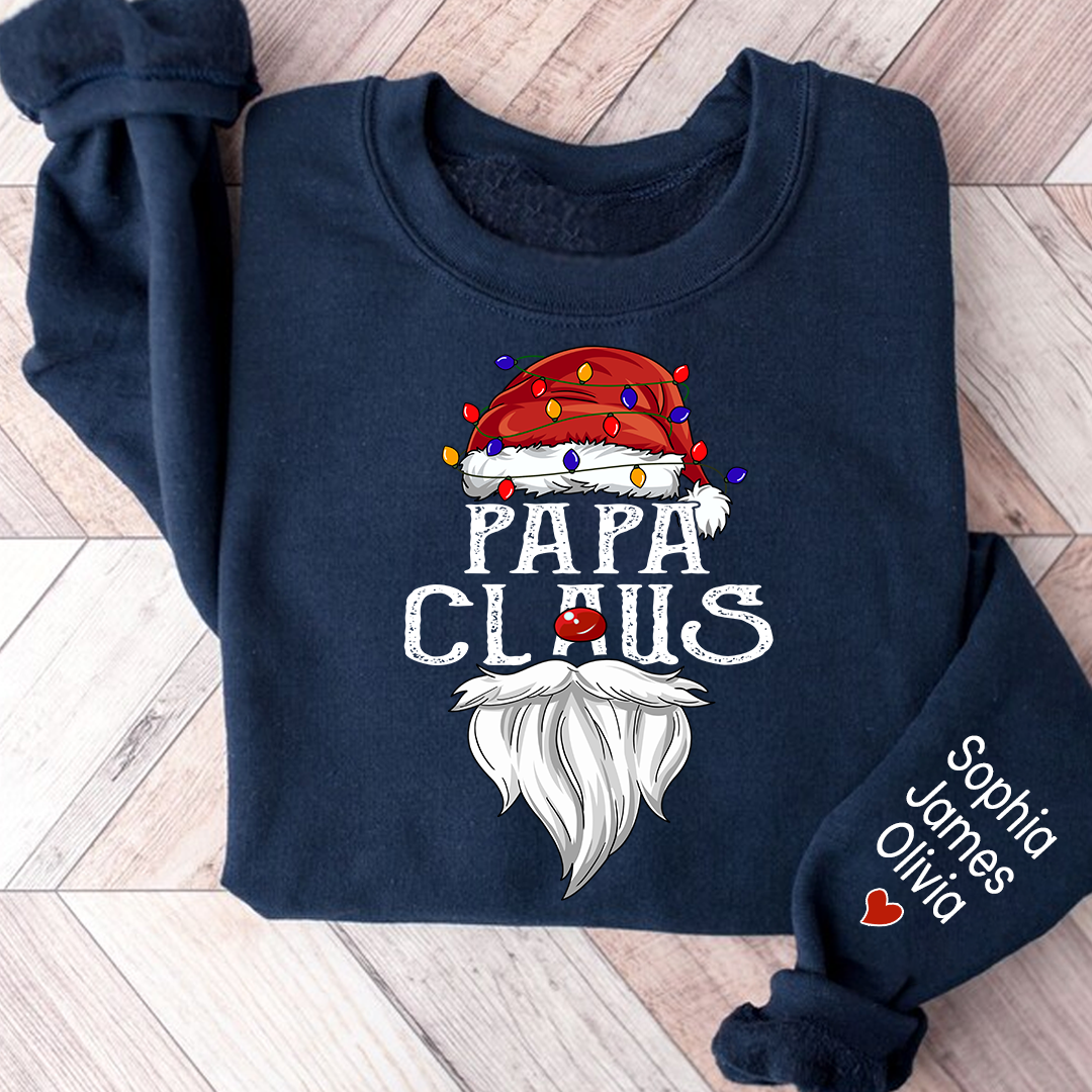 Personalize Merry Christmas Papa Claus, Dad Claus 2023 Gift Custom Name Kids Sweatshirt