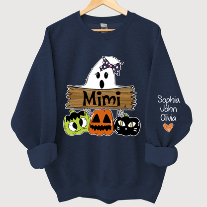 Pumpkin Ghost Halloween Mimi,Grandma And Grandkids Sweatshirt