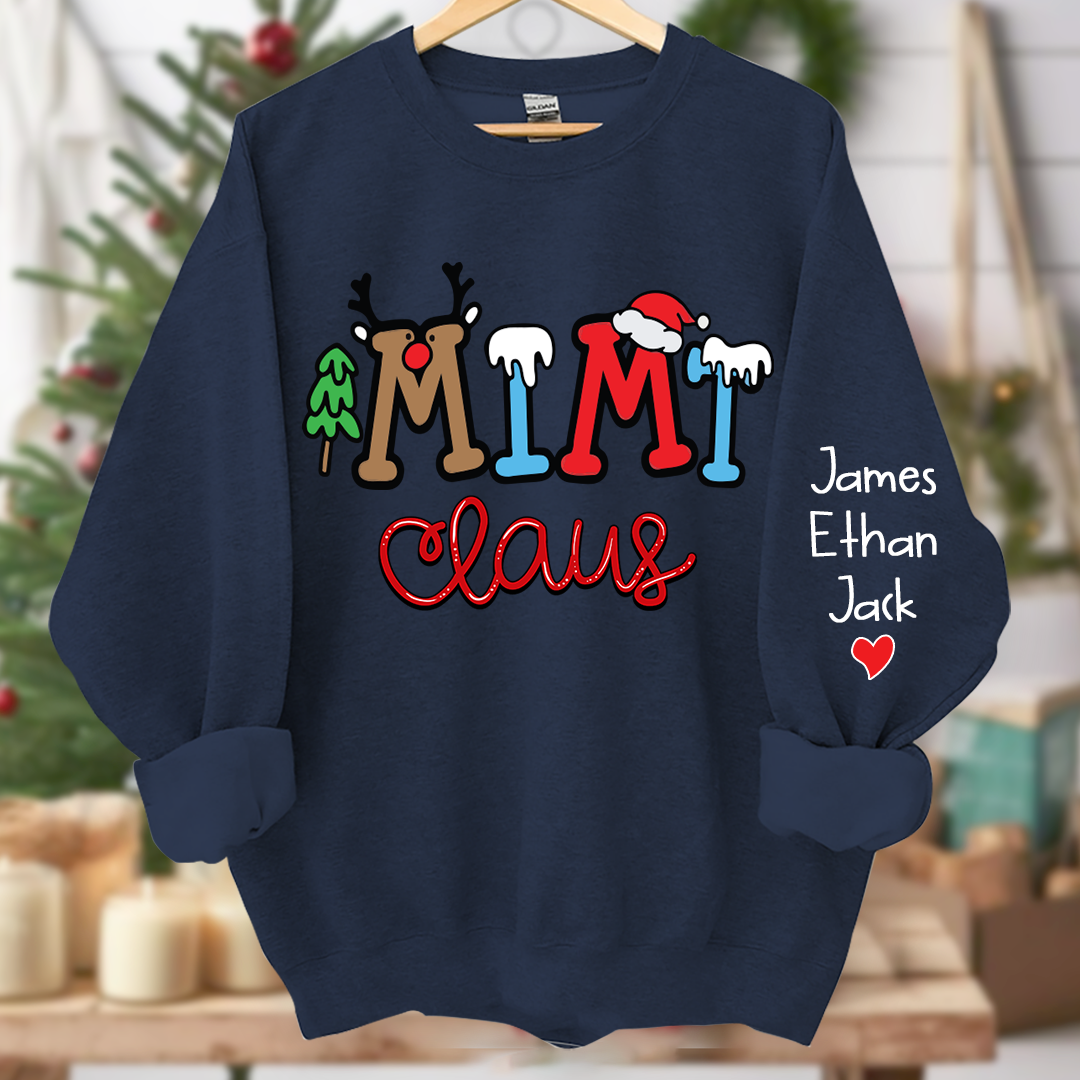 Custom Christmas Mimi Claus Sweatshirt, Merry Christmas Nana Sweatshirt, Custom Grandma Claus Christmas
