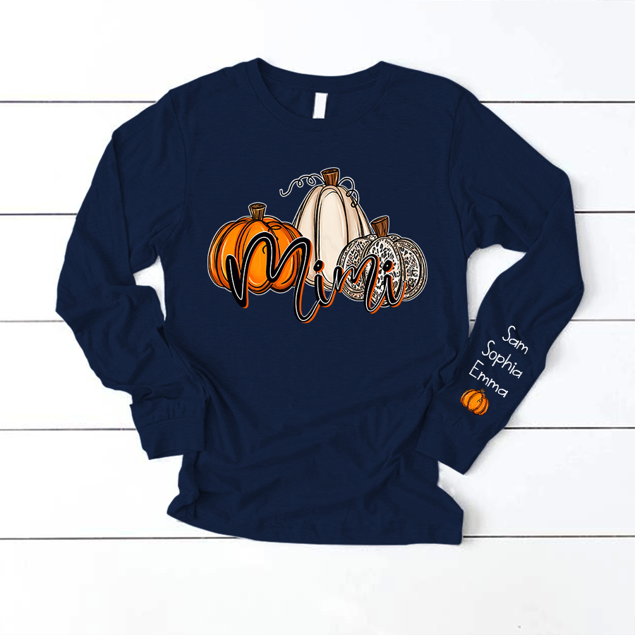 Personalized Mimi, Grandma Pumpkins Autumn Longsleeve