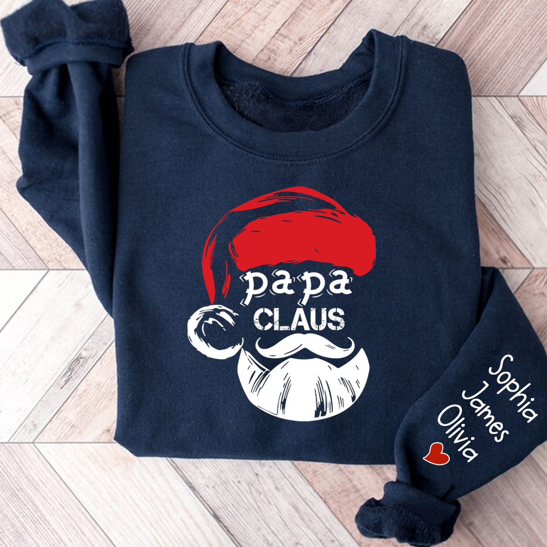 Merry Christmas Papa Claus, Dad Claus Gift Custom Name Kids Sweatshirt