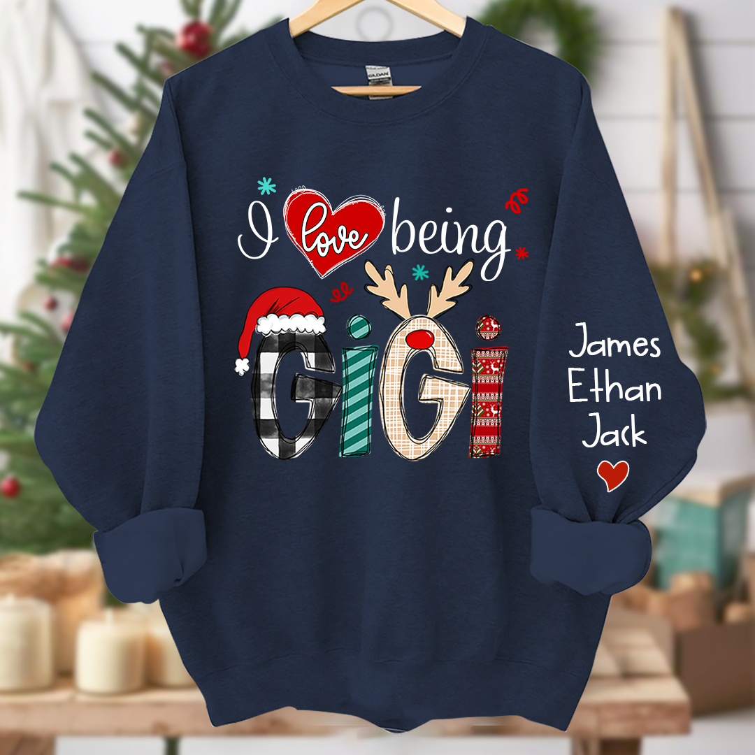 Christmas I love being Gigi Claus Sweatshirt, Merry Christmas Nana Sweatshirt, Custom Grandma Claus Christmas