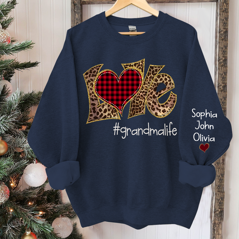 Love grandmalife leopard And Grandkids Sweatshirt