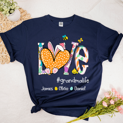 Love Grandmlife Easter Bunny Gift For Family, Custom Grandma And Grandkids T-Shirt