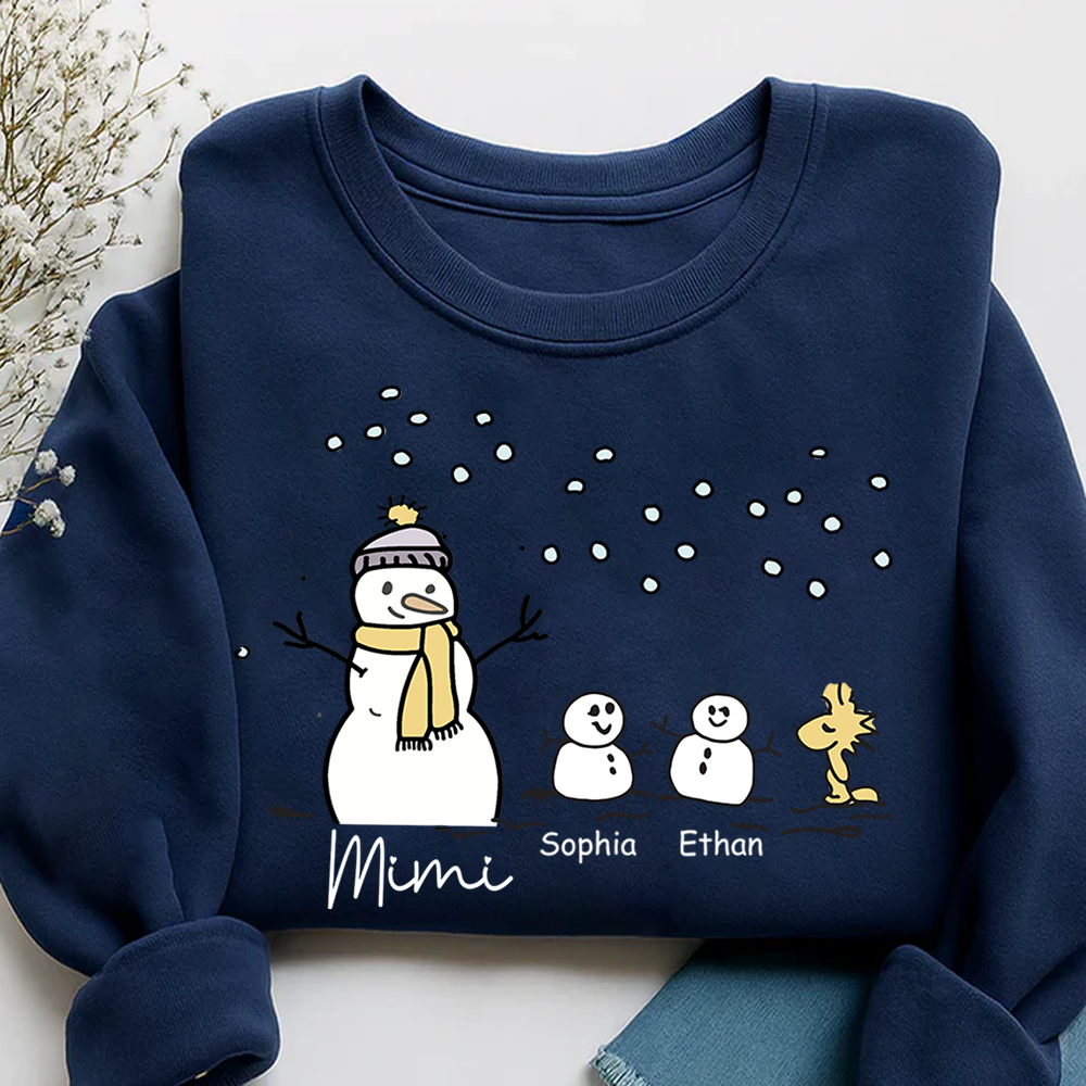 Personalized Mimi Snowman Sweatshirt with Grandkids – Christmas Gifts Sweatshirt