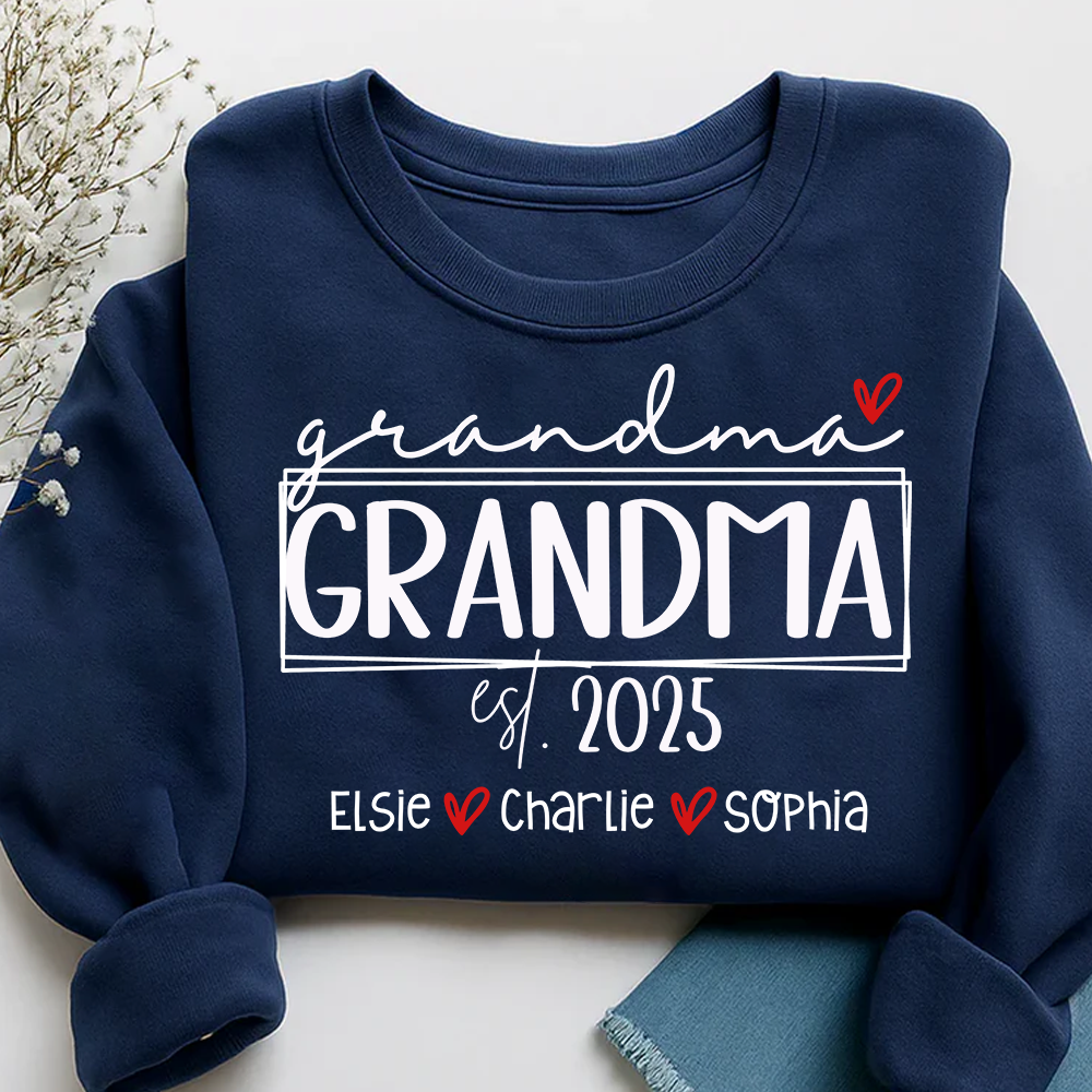 Grandma Est Heart And Grandkids Sweatshirt