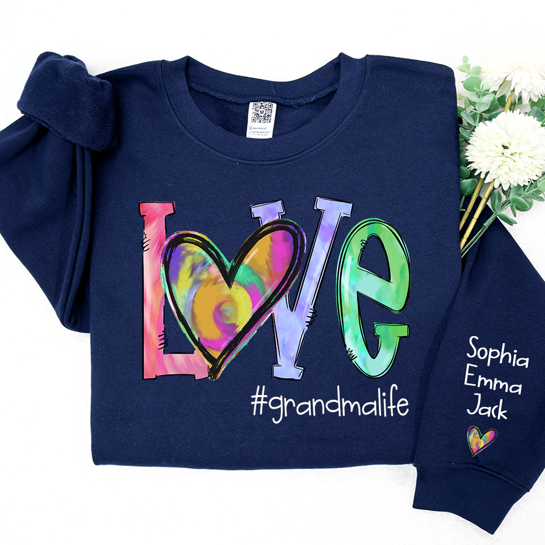 Love Grandmalife colorful heart  And Grandkids 2024 Sweatshirt