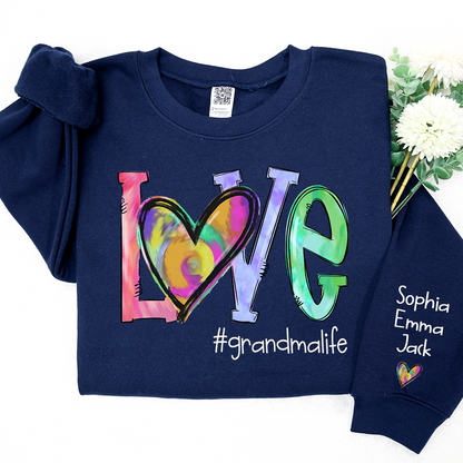 Love Grandmalife colorful heart  And Grandkids 2024 Sweatshirt