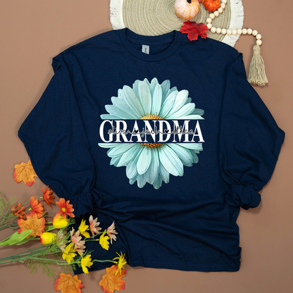 Grandma Flower Daisy Color And Grandkids Mother's Day Longsleeve