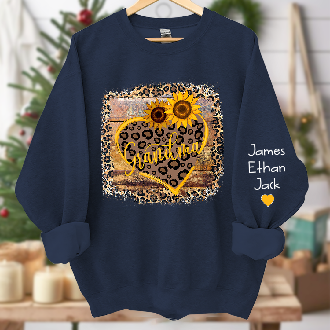 Personalized Mimi Heart Sunflower Sweatshirt Custom Grandma and Grandkids Sweatshirt