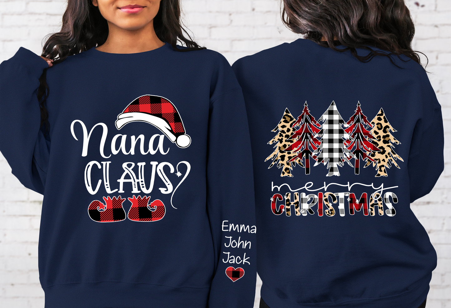 Custom Name Mom Claus Merry Christmas And Momkids Sweatshirt
