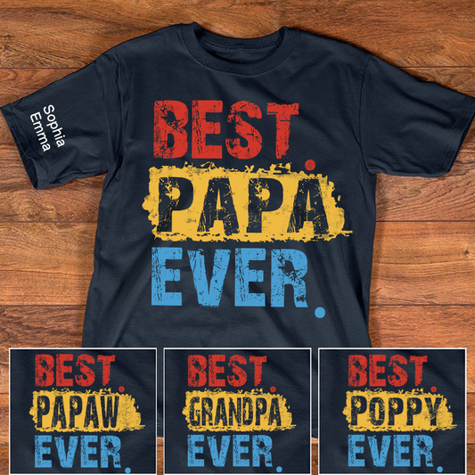 Personalized Best Papa Ever T-Shirt, Custom Dad Shirt with Kids Names Option, Fathers Day Birthday Gift, Family Celebration Shirt, Colorful Design