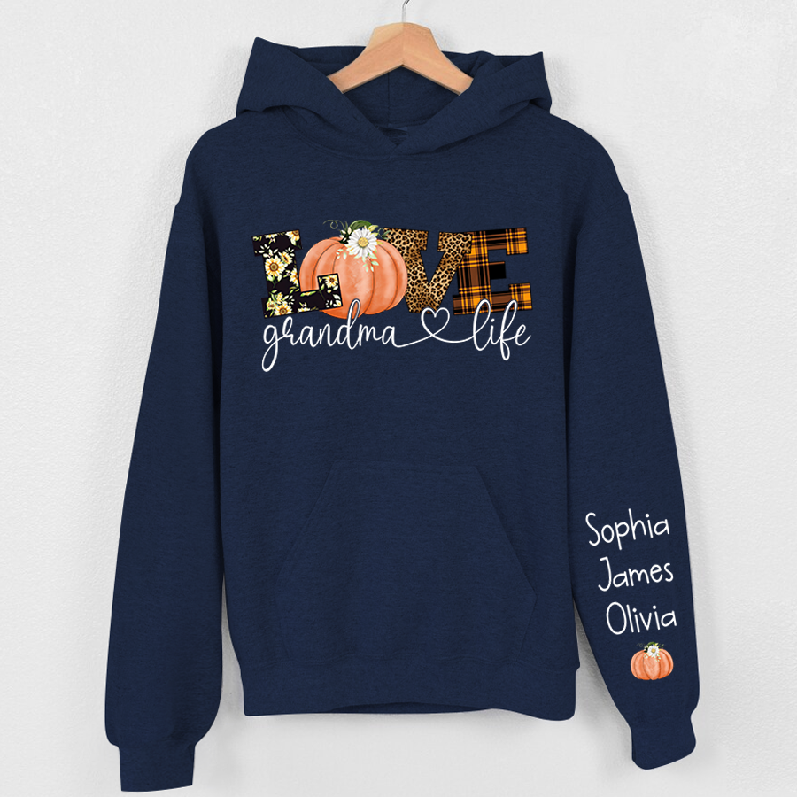 Personalized Love Grandma Life Fall Season Pumpkin Hoodie