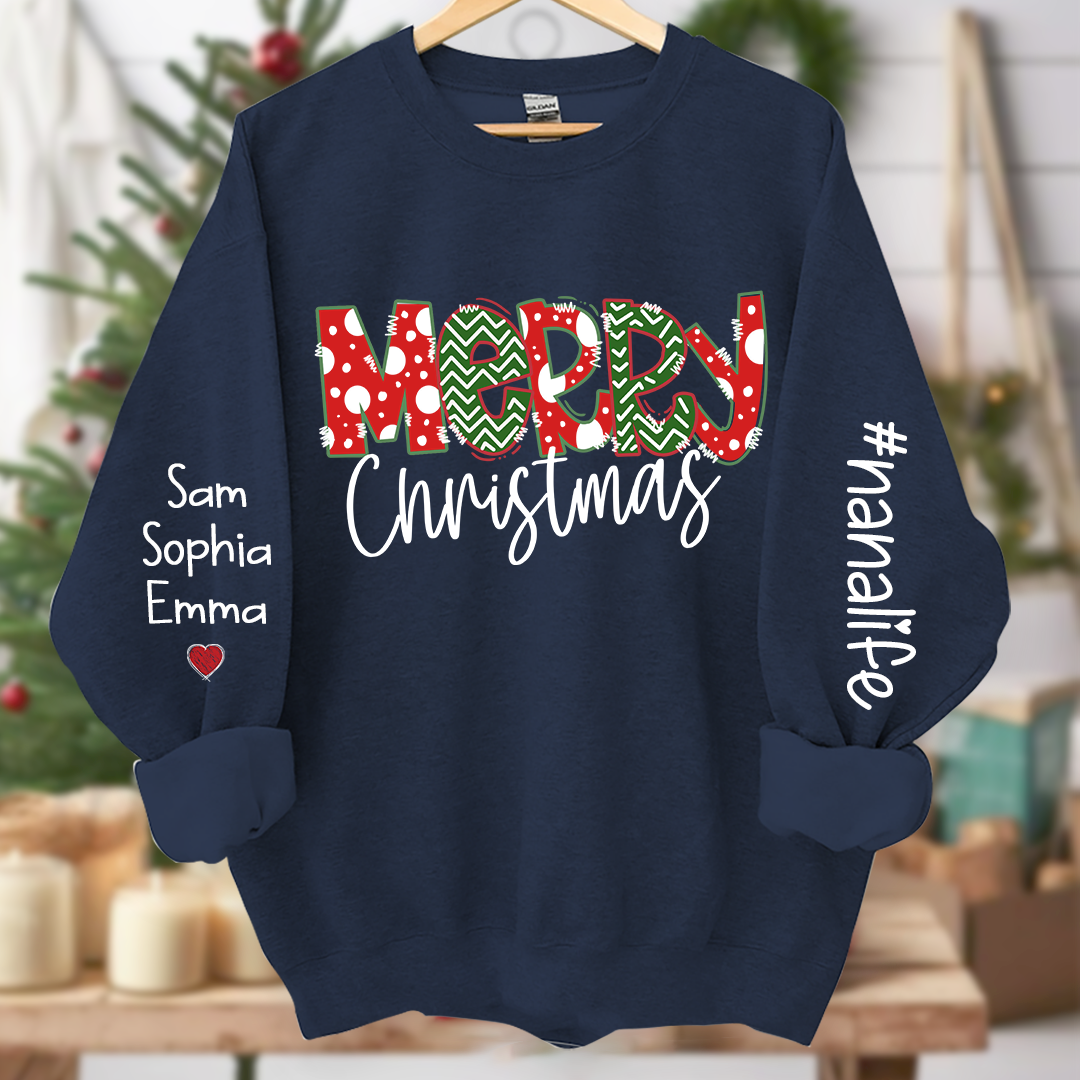 Merry Christmas Nanalife And Grandkids Names CL01 Sweatshirt