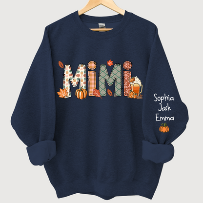 Mimi, Grandma, Nana Fall Doodle And Grandkids Autumn Sweatshirt