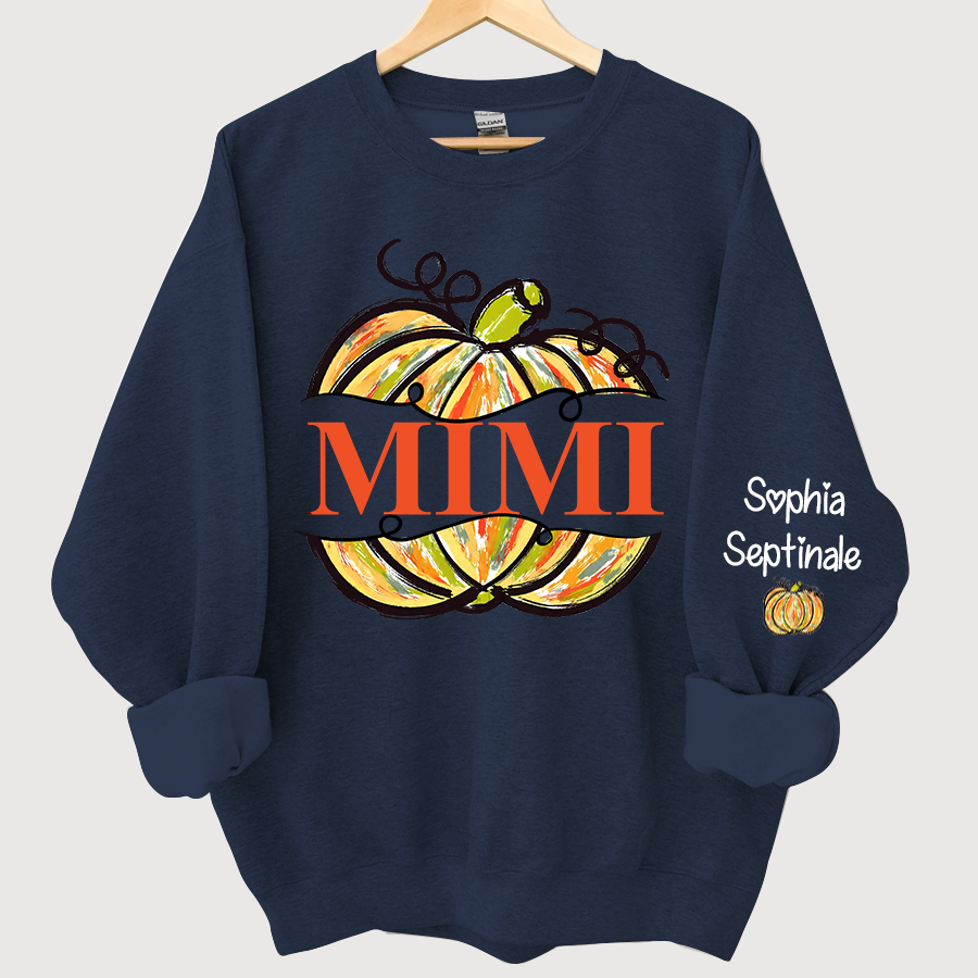 Personalized Pumpkin Color Painted Mimi And Grandkids CL01 Sweatshirt