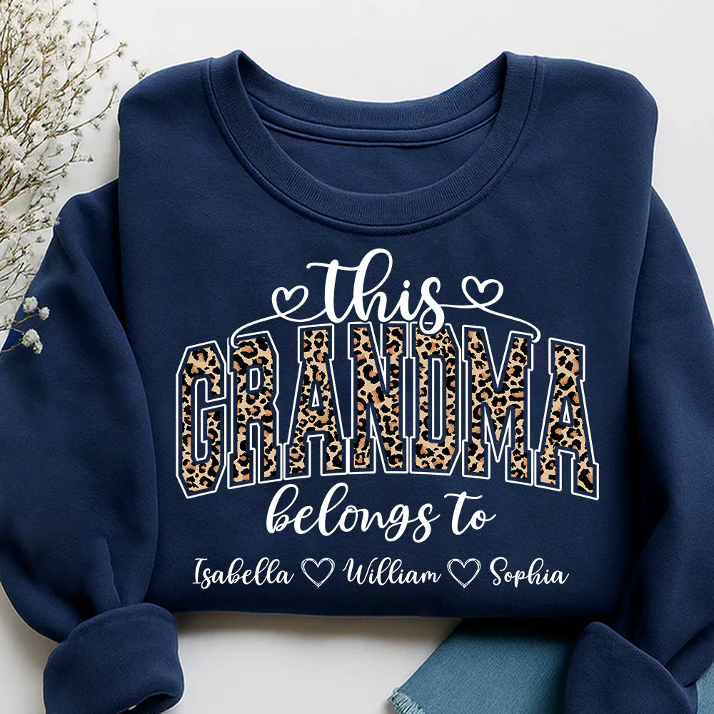 This Grandma Leopard Belongs To And Grandkids Sweatshirt